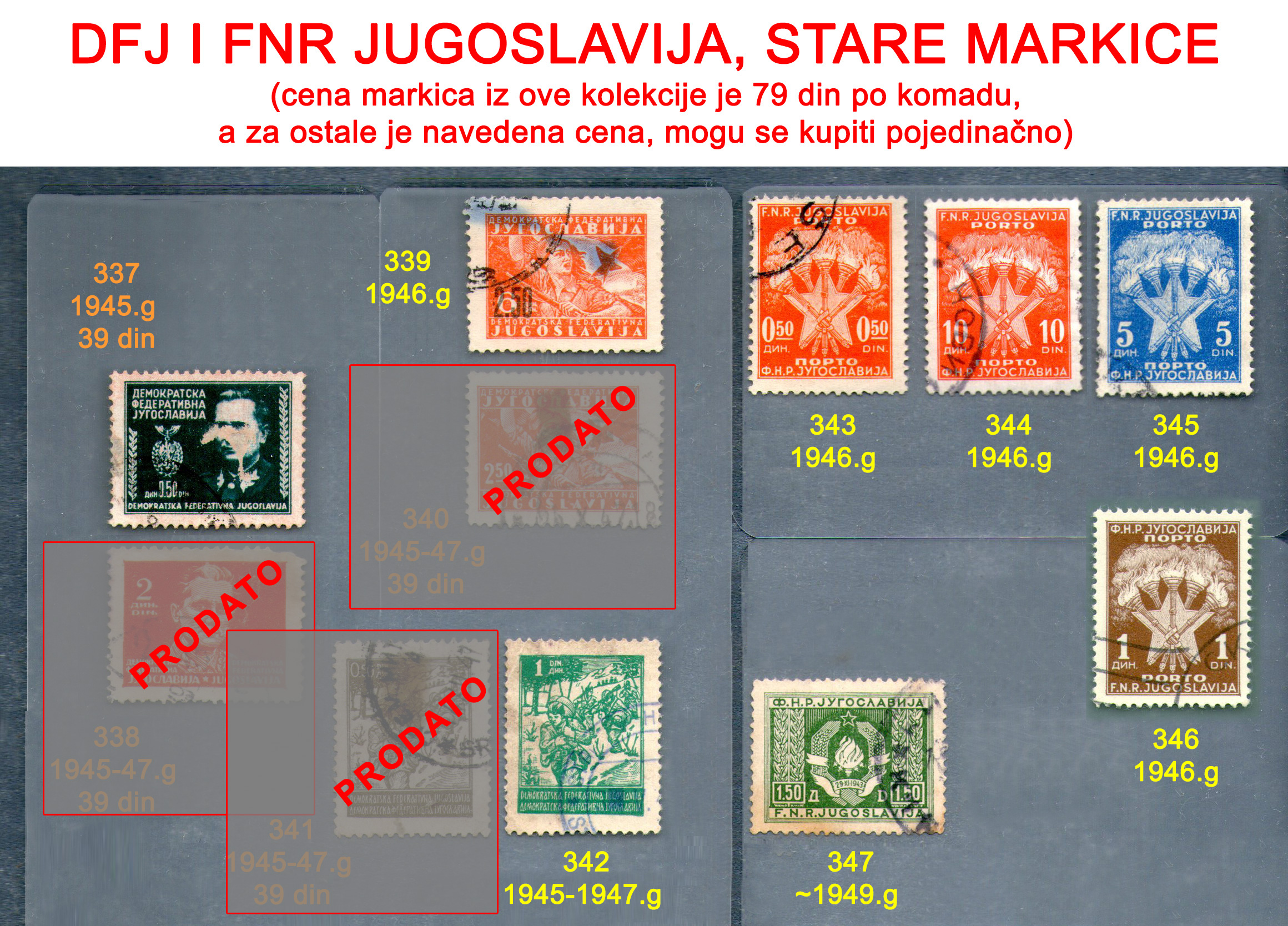 Potanske markice, DFJ, FNR Jugoslavija